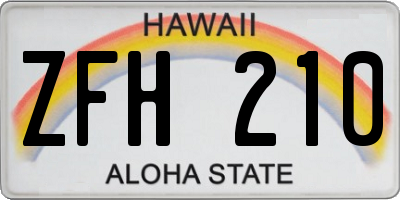 HI license plate ZFH210