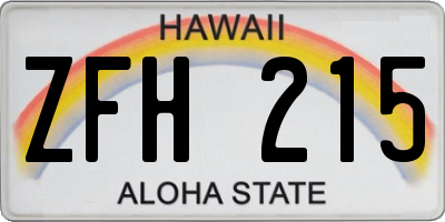 HI license plate ZFH215