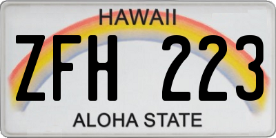HI license plate ZFH223
