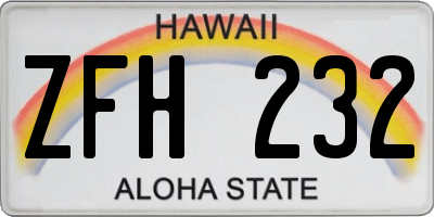 HI license plate ZFH232