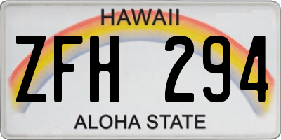 HI license plate ZFH294