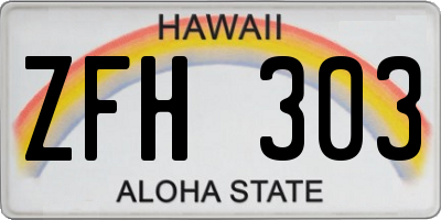 HI license plate ZFH303