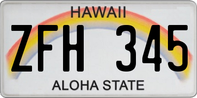 HI license plate ZFH345