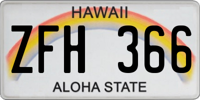 HI license plate ZFH366