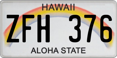 HI license plate ZFH376