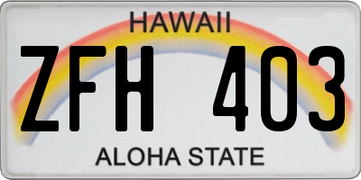 HI license plate ZFH403