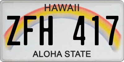 HI license plate ZFH417