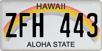 HI license plate ZFH443