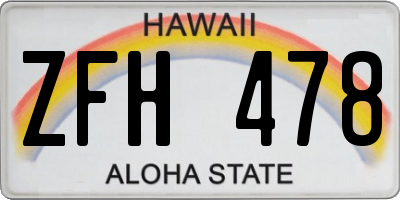 HI license plate ZFH478