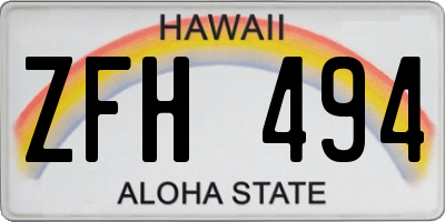 HI license plate ZFH494