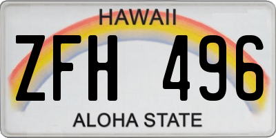 HI license plate ZFH496