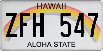 HI license plate ZFH547