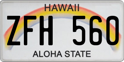 HI license plate ZFH560