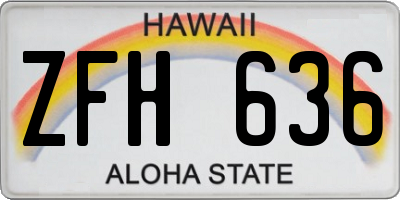 HI license plate ZFH636