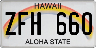 HI license plate ZFH660