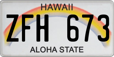 HI license plate ZFH673