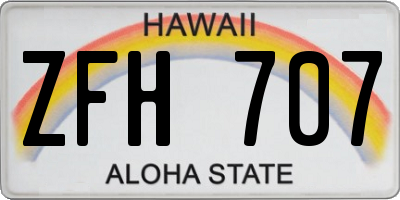 HI license plate ZFH707