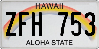 HI license plate ZFH753
