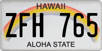 HI license plate ZFH765