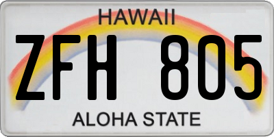 HI license plate ZFH805