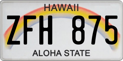 HI license plate ZFH875