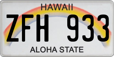 HI license plate ZFH933