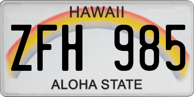 HI license plate ZFH985