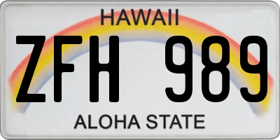 HI license plate ZFH989