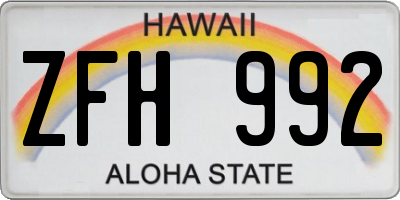 HI license plate ZFH992