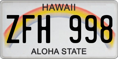 HI license plate ZFH998