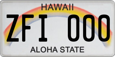 HI license plate ZFI000