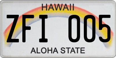 HI license plate ZFI005