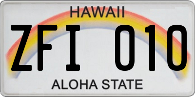 HI license plate ZFI010