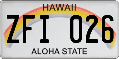 HI license plate ZFI026