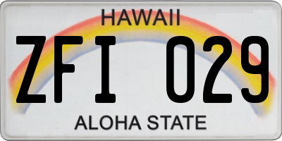 HI license plate ZFI029