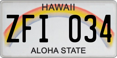 HI license plate ZFI034