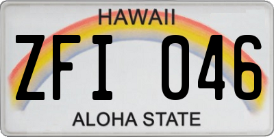 HI license plate ZFI046