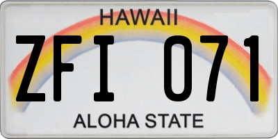 HI license plate ZFI071