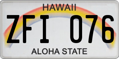 HI license plate ZFI076