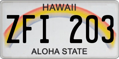HI license plate ZFI203
