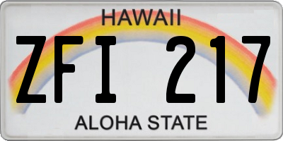 HI license plate ZFI217