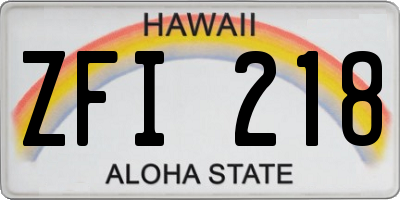 HI license plate ZFI218