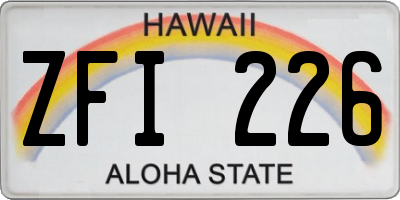 HI license plate ZFI226