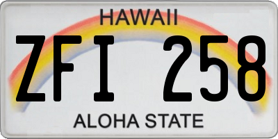 HI license plate ZFI258