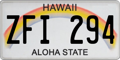 HI license plate ZFI294