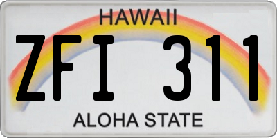 HI license plate ZFI311