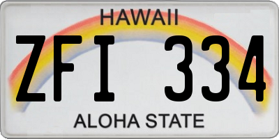 HI license plate ZFI334