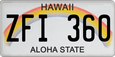 HI license plate ZFI360