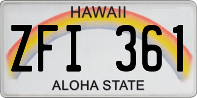HI license plate ZFI361