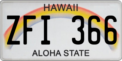 HI license plate ZFI366